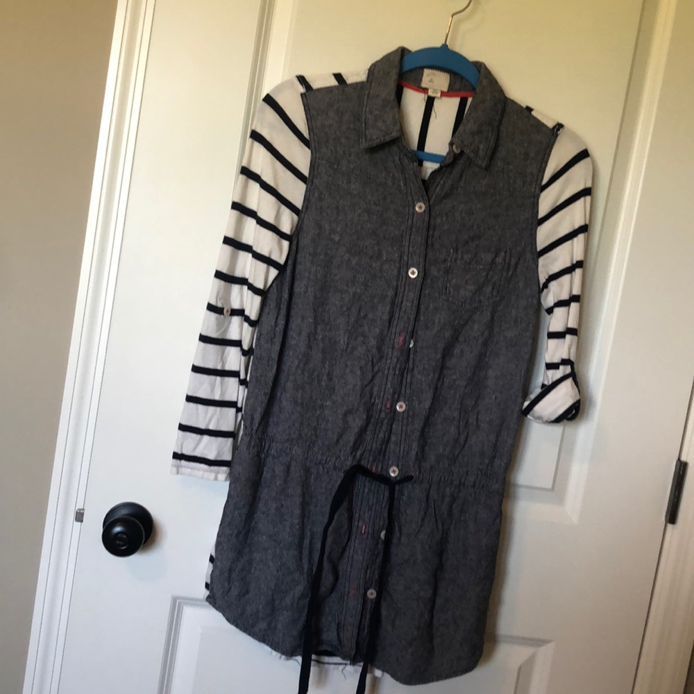 Striped navy/white & denim tunic